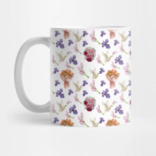 Bouquet flowers, flying white dove and blooming flowers Mug